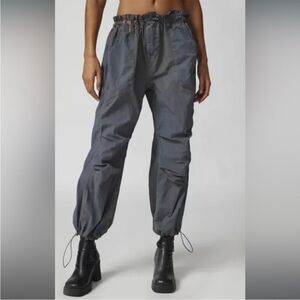 Urban Outfitters Sloan Nylon Balloon Distressed Pants In Slate Y2K Inspired Boho